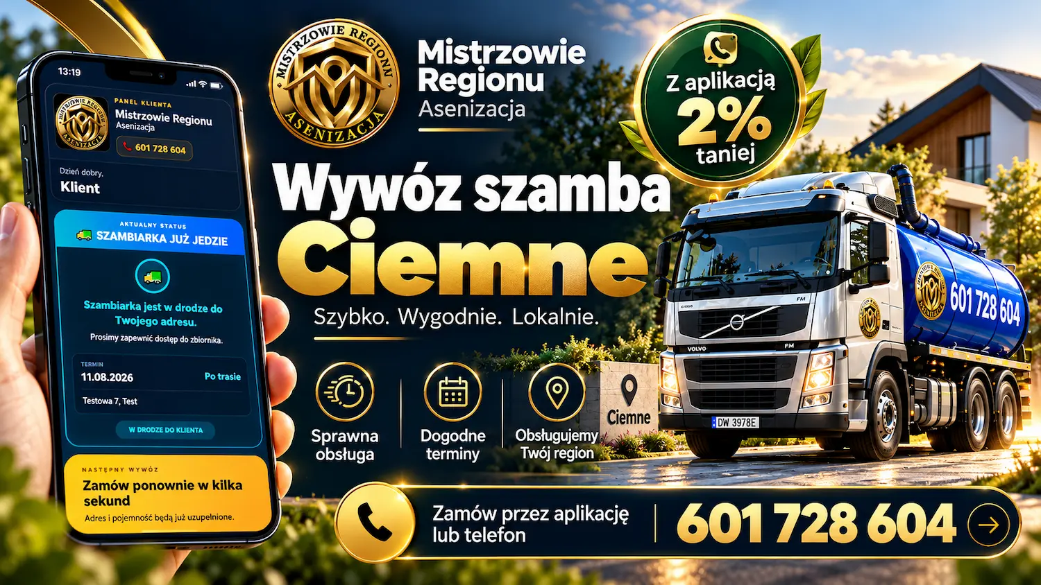 Wywóz szamba Ciemne – Mistrzowie Regionu