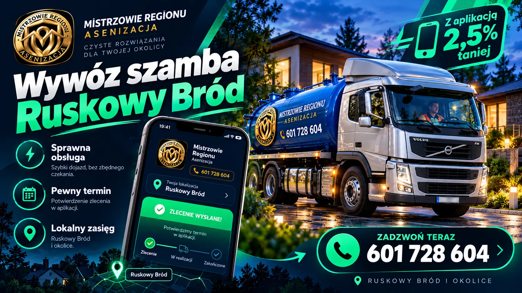 Wywóz szamba Ruskowy Bród – Mistrzowie Regionu