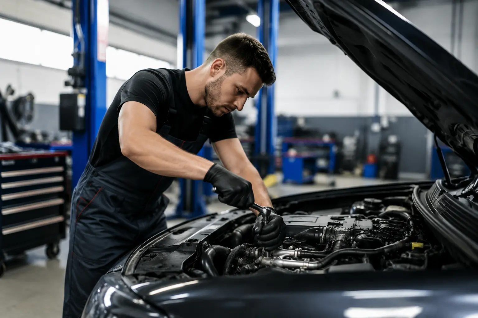 Mechanik podczas naprawy samochodu – KMC XTRA Nieporęt