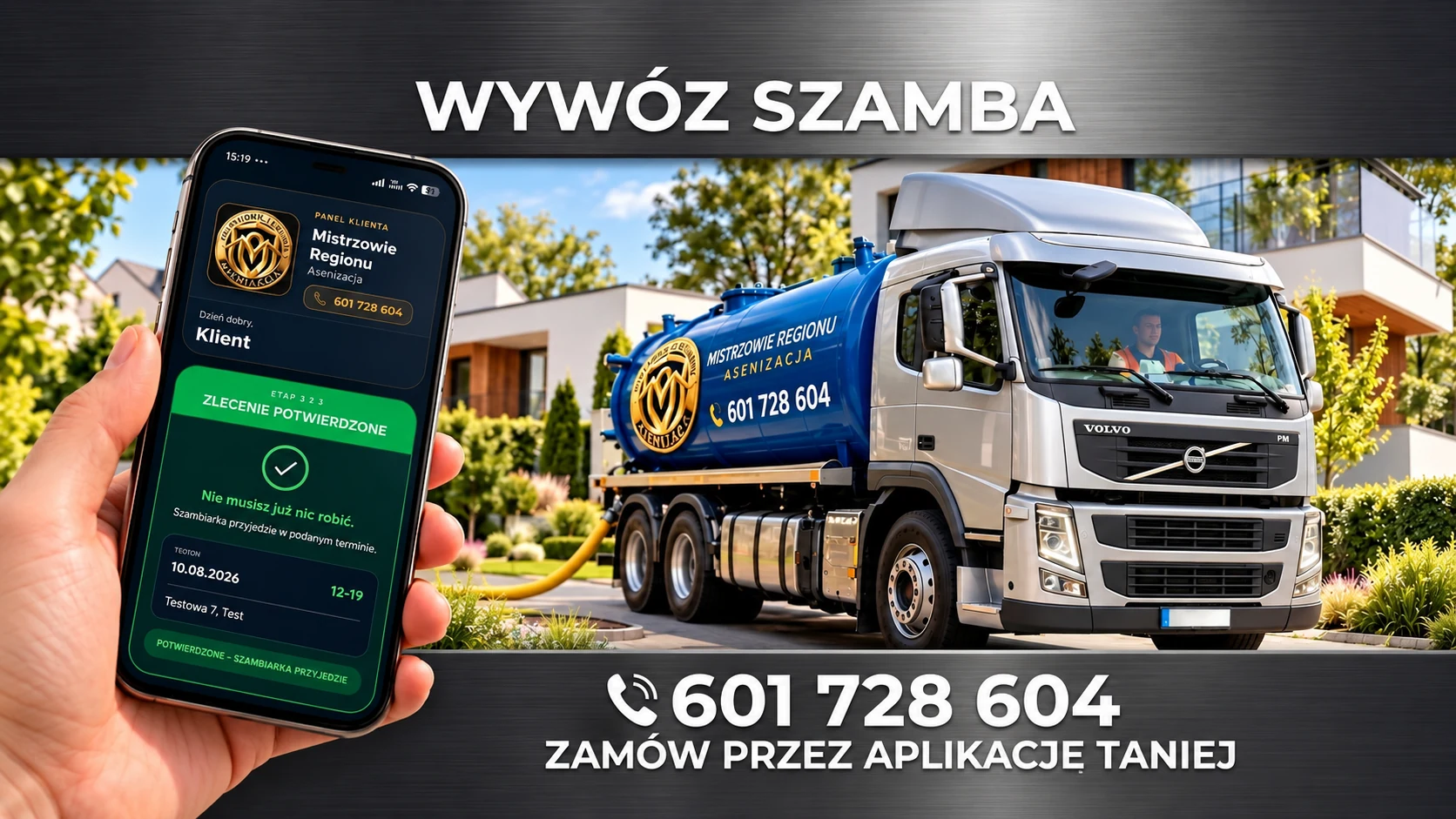 Wywóz szamba w Słupnie i aplikacja Mistrzowie Regionu